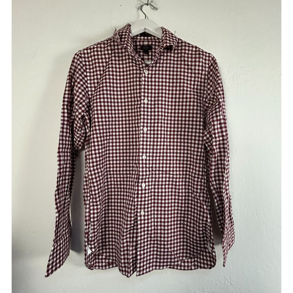 J.Crew Mens Crosby Checkered Button-Up Shirt Small Red/White Long Sleeve Casual